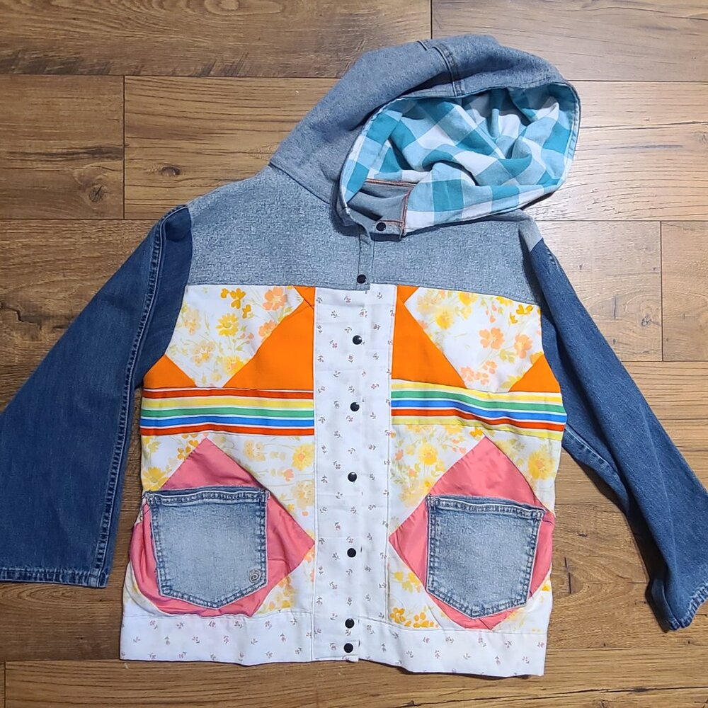 Handmade quilted denim jacket